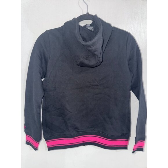 Starter Girls Black & Pink Hooded Zip-Up Jacket Size 10/12 Cotton Polyester Blen - Picture 5 of 5